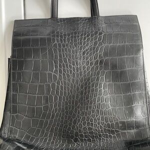 Little Liffner Black Croc-Embossed Tote Bag - Classic Carryall